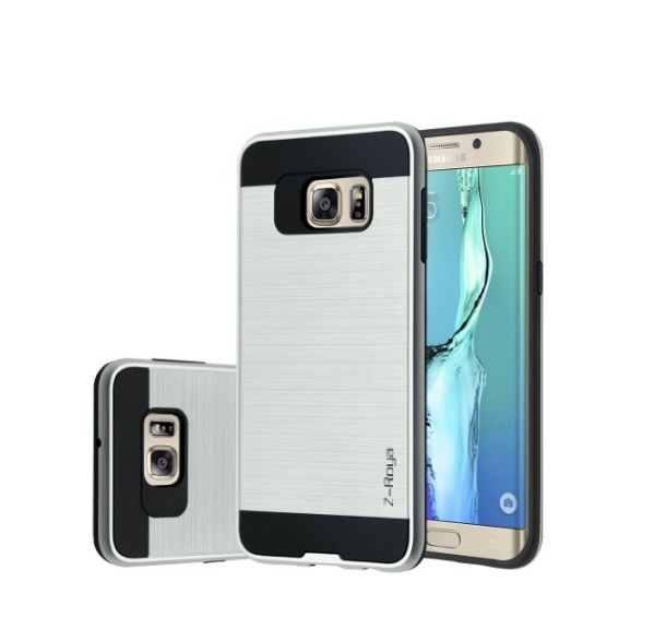 Galaxy S7 Edge Case Z-Roya Meister Brushed Metal Texture Slim Fit sliver